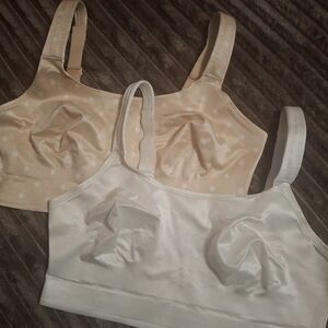 Ruby Ribbon Beige Polka Dot and White Bralette Duo